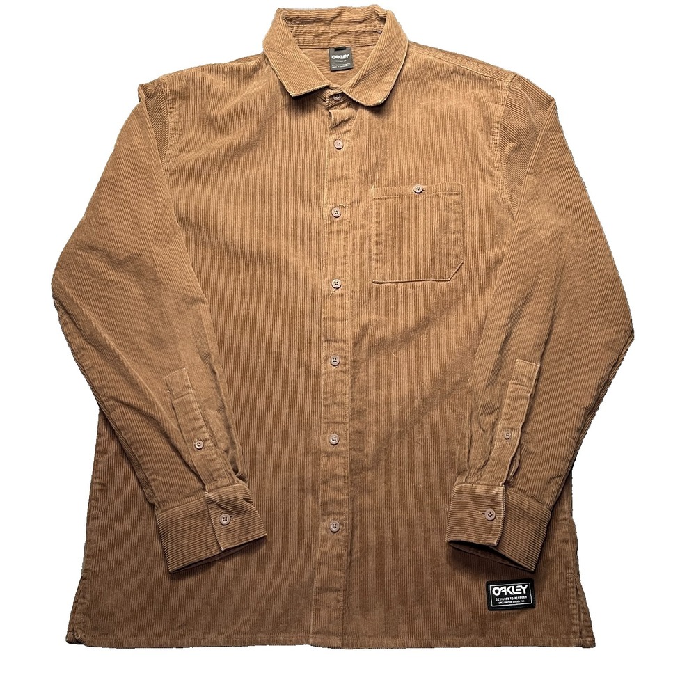 Vintage Oakley Corduroy Shirt Men's Medium Brown Long Sleeve Button Up Y2k Vtg